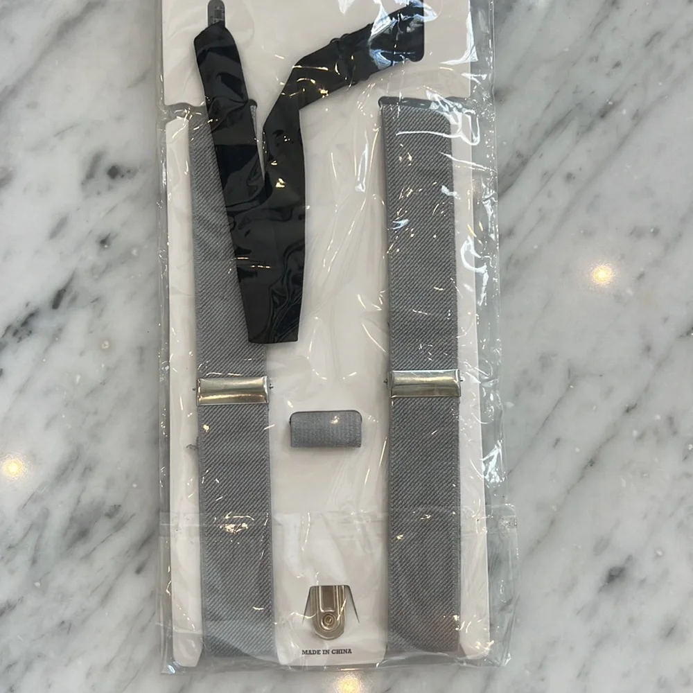 New Boys London Bridge Grey Bow tie and Suspenders Set